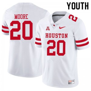 Youth Houston Cougars #20 Jordan Moore White High School Jerseys 866990-314