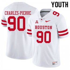Youth Houston Cougars #90 Olivier Charles-Pierre White Football Jersey 674411-401