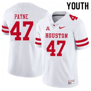 Youth UH Cougars #47 Taures Payne White Stitch Jersey 661241-875