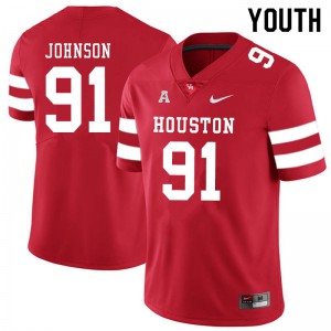 Youth Houston #91 Benil Johnson Red College Jerseys 846943-780