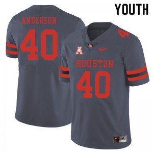 Youth UH Cougars #40 Brody Anderson Gray College Jersey 361435-652