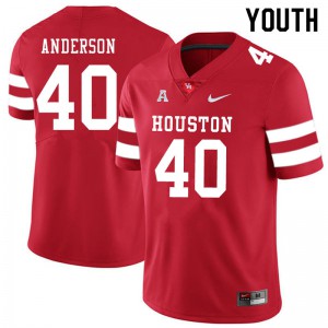 Youth University of Houston #40 Brody Anderson Red Official Jerseys 407088-163