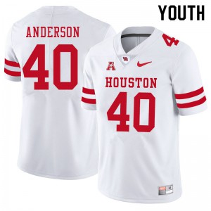 Youth UH Cougars #40 Brody Anderson White Official Jersey 108343-757