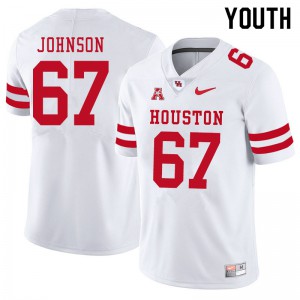 Youth University of Houston #67 Cam'Ron Johnson White Stitched Jersey 295016-276