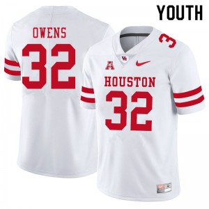 Youth Houston Cougars #32 Gervarrius Owens White Embroidery Jerseys 790525-649