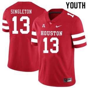 Youth Houston Cougars #13 Jeremy Singleton Red University Jerseys 180420-417