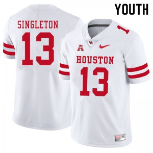Youth Cougars #13 Jeremy Singleton White Embroidery Jerseys 732240-948