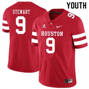 Youth University of Houston #9 JoVanni Stewart Red Football Jersey 197308-226