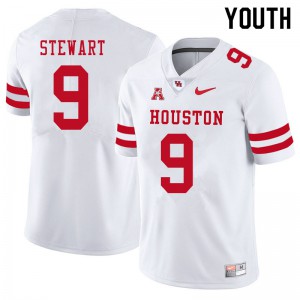 Youth Houston Cougars #9 JoVanni Stewart White Stitched Jerseys 846841-153