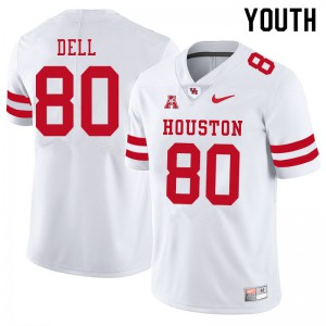 Youth Houston Cougars #80 Nathaniel Dell White Embroidery Jerseys 341479-851