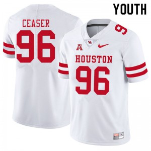 Youth UH Cougars #96 Nelson Ceaser White NCAA Jersey 264982-444
