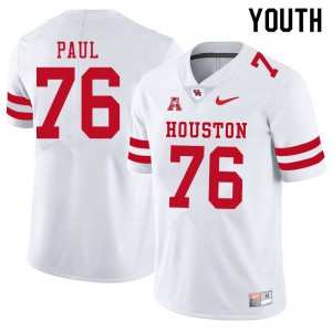 Youth University of Houston #76 Patrick Paul White Embroidery Jerseys 947718-992