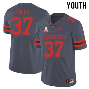 Youth University of Houston #37 Terrell Brown Gray Embroidery Jersey 838981-438