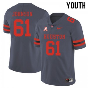 Youth UH Cougars #61 Benil Johnson Gray Official Jerseys 777559-632
