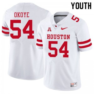 Youth Houston Cougars #54 Blake Okoye White Embroidery Jersey 871355-862