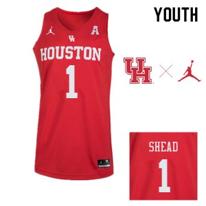 Youth Houston Cougars #1 Jamal Shead Red Official Jersey 774948-538