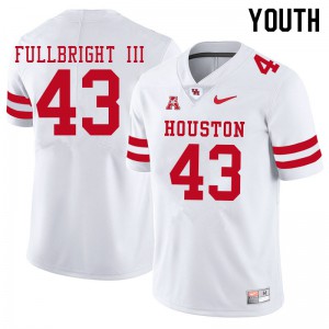 Youth UH Cougars #43 James Fullbright III White University Jersey 567146-518
