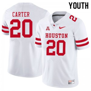 Youth University of Houston #20 KeSean Carter White Football Jersey 573299-470