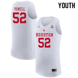 Youth Houston #52 Kiyron Powell White NCAA Jersey 218936-430