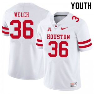 Youth UH Cougars #36 Mike Welch White College Jerseys 565747-752