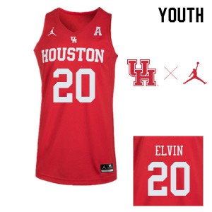 Youth Houston #20 Ryan Elvin Red Embroidery Jersey 161892-479