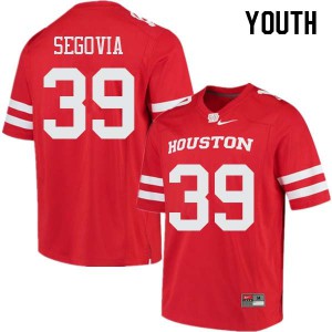 Youth Houston Cougars #39 Andrew Segovia Red Embroidery Jersey 570820-482