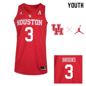 Youth Houston Cougars #3 Armoni Brooks Red Jordan Brand Official Jersey 524020-701