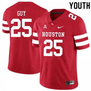 Youth Houston Cougars #25 Cameran Guy Red High School Jerseys 912489-825