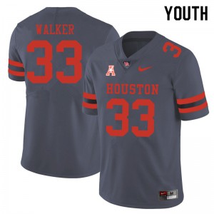 Youth Cougars #33 Cash Walker Gray NCAA Jersey 325153-314