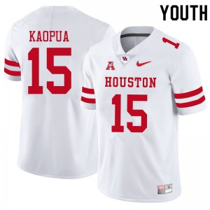 Youth UH Cougars #15 Christian Kaopua White Official Jersey 142991-666