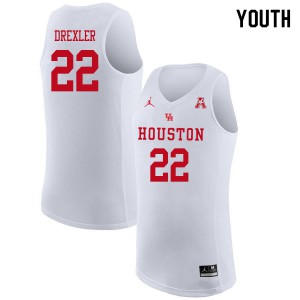 Youth Houston #22 Clyde Drexler White Jordan Brand Stitch Jerseys 805139-511