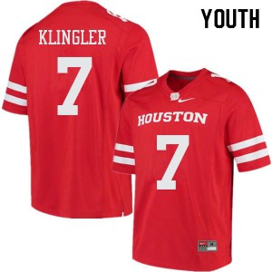 Youth Houston Cougars #7 David Klingler Red NCAA Jersey 850933-975