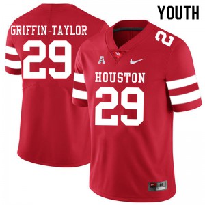 Youth Houston Cougars #29 Demarcus Griffin-Taylor Red Embroidery Jerseys 698775-727