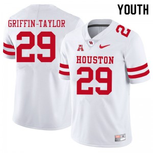 Youth Houston Cougars #29 Demarcus Griffin-Taylor White Football Jersey 515910-140