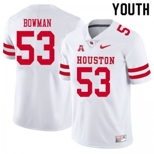 Youth Houston #53 Derek Bowman White University Jerseys 385734-437