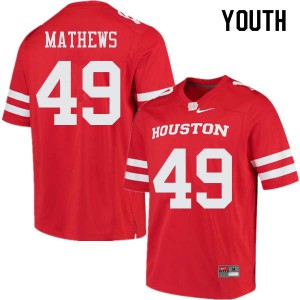 Youth UH Cougars #49 Derrick Mathews Red Stitched Jerseys 765324-564