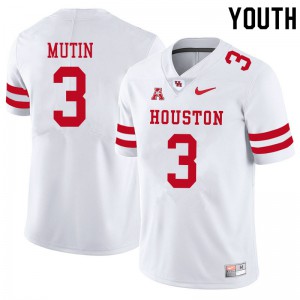 Youth Houston #3 Donavan Mutin White University Jersey 694200-598