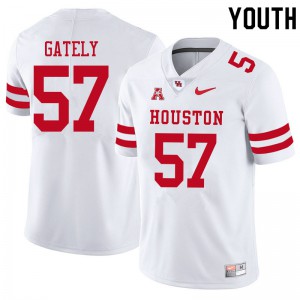 Youth UH Cougars #57 Gavin Gately White Stitch Jersey 966260-577