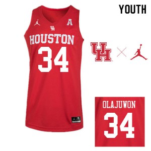 Youth Houston #34 Hakeem Olajuwon Red Jordan Brand Player Jerseys 502002-138