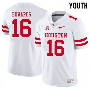 Youth UH Cougars #16 Holman Edwards White Embroidery Jersey 506608-304