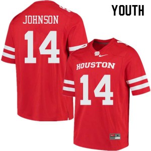 Youth Cougars #14 Isaiah Johnson Red Football Jerseys 110482-681