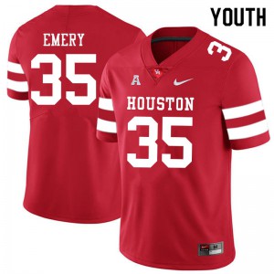 Youth UH Cougars #35 Jalen Emery Red College Jerseys 368125-292