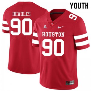 Youth Houston #90 Justin Beadles Red University Jersey 119860-427