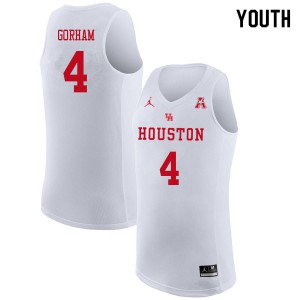 Youth Houston #4 Justin Gorham White Jordan Brand Stitched Jerseys 245470-605