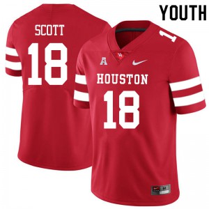 Youth University of Houston #18 Kam Scott Red Football Jersey 554692-647