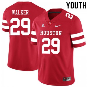 Youth Houston Cougars #29 Kelan Walker Red Stitched Jerseys 862075-985