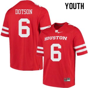 Youth University of Houston #6 Khari Dotson Red Stitched Jersey 776604-742