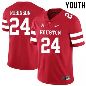 Youth Houston Cougars #24 Malik Robinson Red Football Jerseys 157543-187