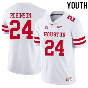 Youth University of Houston #24 Malik Robinson White NCAA Jersey 378990-544