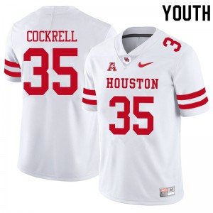 Youth Houston Cougars #35 Marcus Cockrell White Embroidery Jerseys 274896-187